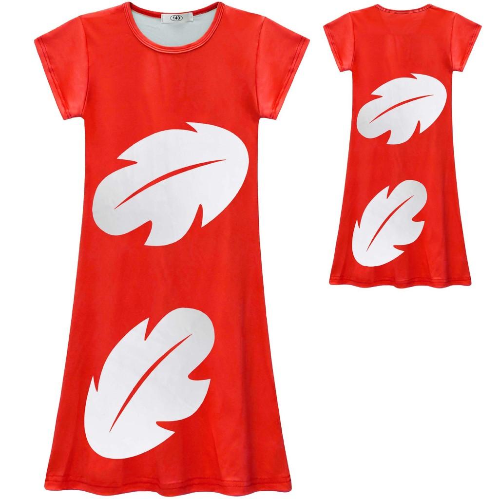Lilo And Stitch Girl Dress With Polyester Fabric And Abstract Print For Spring Autumn Playtime