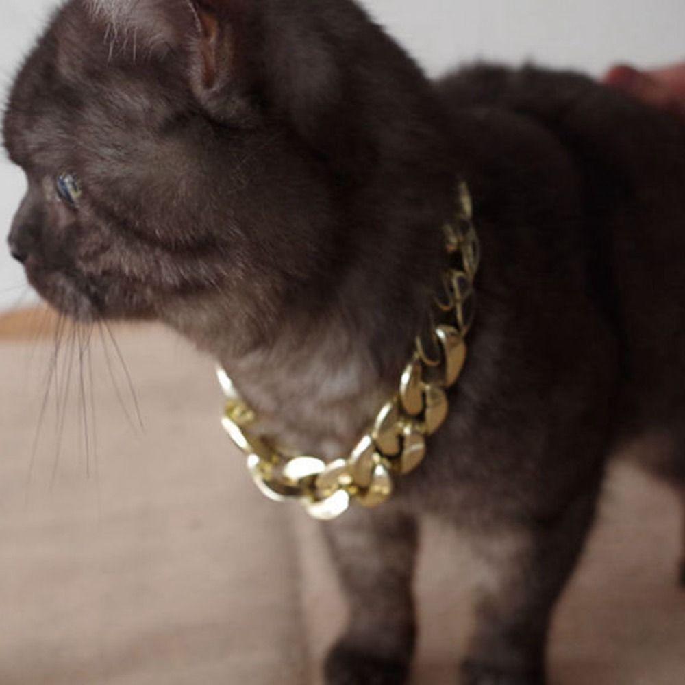 Cat Dog Gold Necklace Chain Dog Collar Adjustable Pitbull Collar Gold Collars for Small Medium Dog