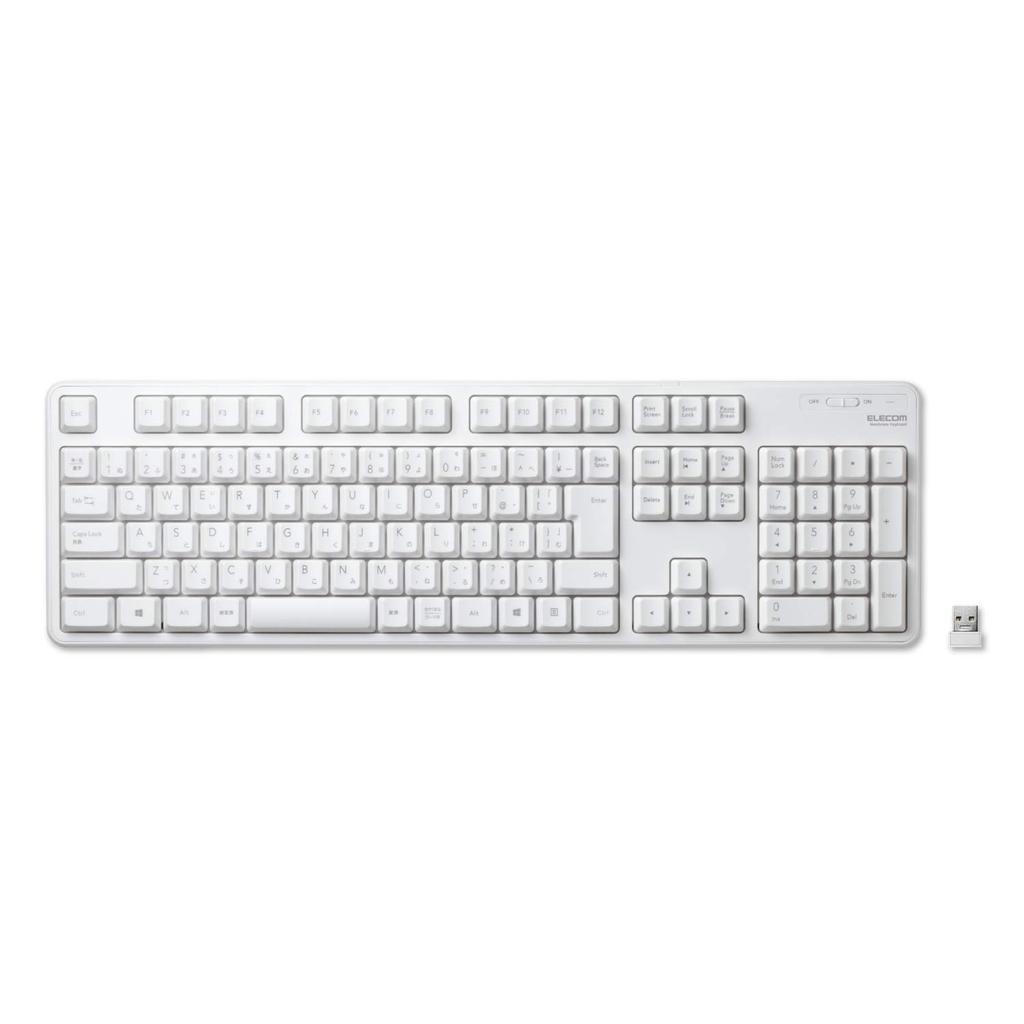 Elecom Keyboard Wireless Membrane Full Keyboard White USB-A (Receiver Included) TK-FDM106TXWH