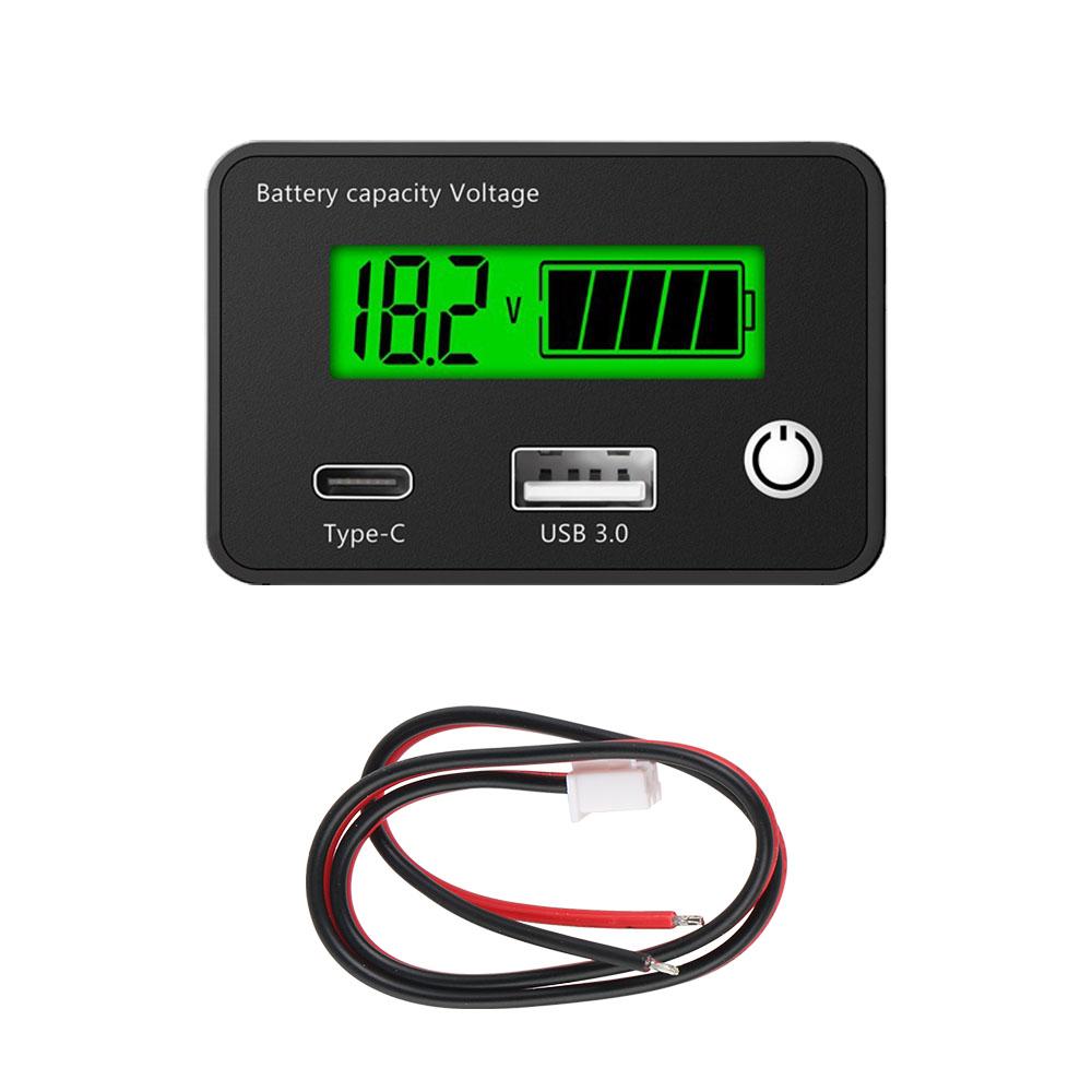 Вольтметр электричества для свинцово-кислотных, литиевых, LiFe PO4 аккумуляторов, индикатор емкости 12В/24В, цифровой ЖК-дисплей, универсальный
