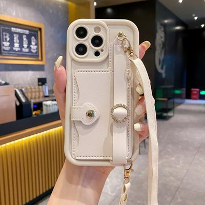 Чехол для телефона с карманом для карт для iPhone 16 15 13 12 11 14 Pro Max X XS Max Plus Ремешок-шнурок Crossbody Кошелек из ПУ кожи Чехол из ТПУ