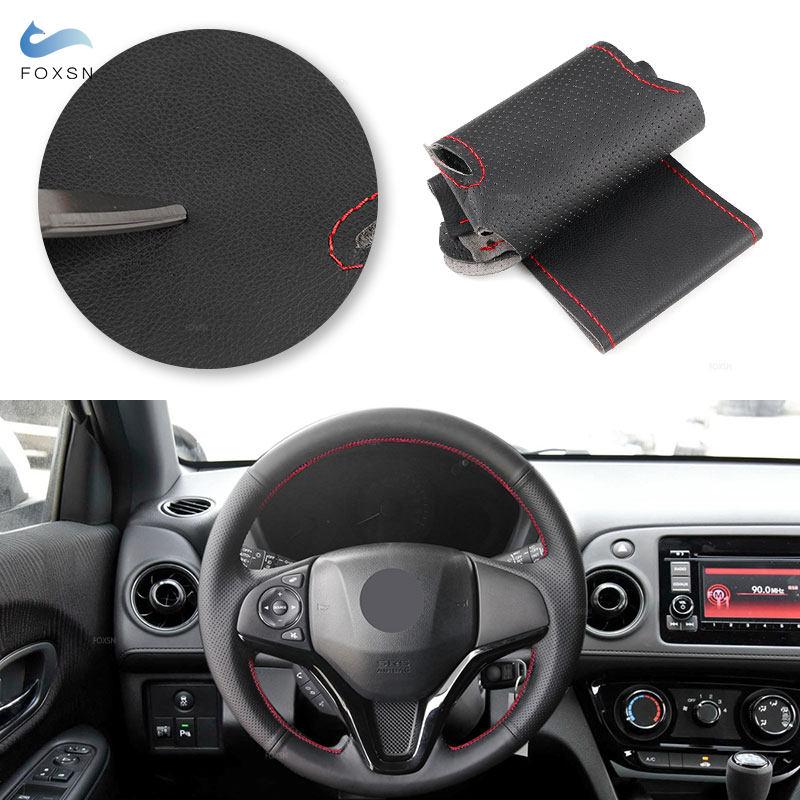 Car Accessories Interior Steering Wheel Cover Leather Trim For Honda Fit Jazz City 2014 2015 HRV HR-V 2016 Vezel 2015 - 2017