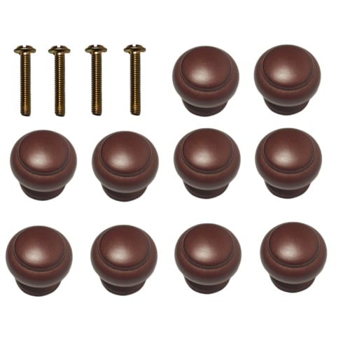 10-Piece Set of Wooden Furniture Handles, Drawer Pull Handles, Dark Brown, DIY, Screws Included (Dark Brown)