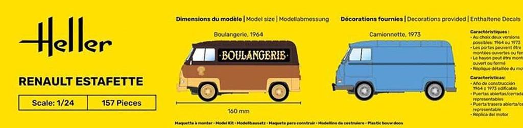 Масштабная модель Renault Eutafette Delivery Van Platz Heller Пластиковый набор HE80743 1/24