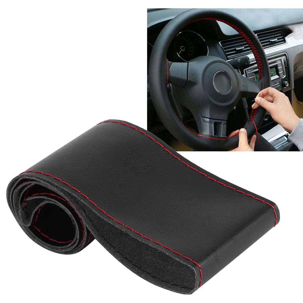 Microfiber Leather Steering Wheel Cover     Sewing Car Interior Accessory 38cmCelsius15in