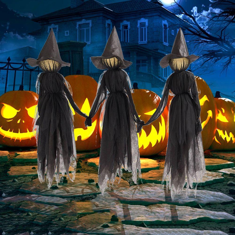 Sensor Party Decor Outdoor Halloween Decorations Screaming Witches Halloween Prop Light-Up Witches