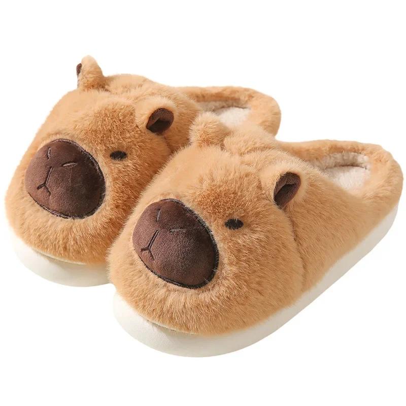 Fashion Women Cute Cartoon Slippers Bedroom Soft Sole Non Slip Plush Slippers Female Winter Thick Bottom Indoor Home Warm Cotton Slides
