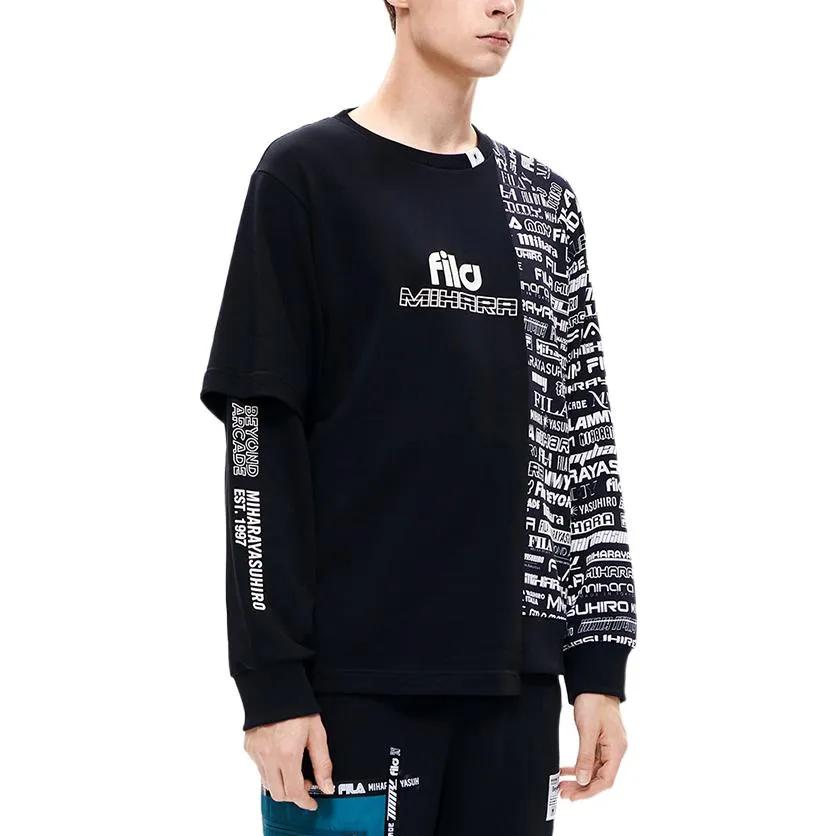 FILA Sweatshirts Men's Black Crew Neck Moderate Regular (Unisex) Sweatshirts F11M233204F BK