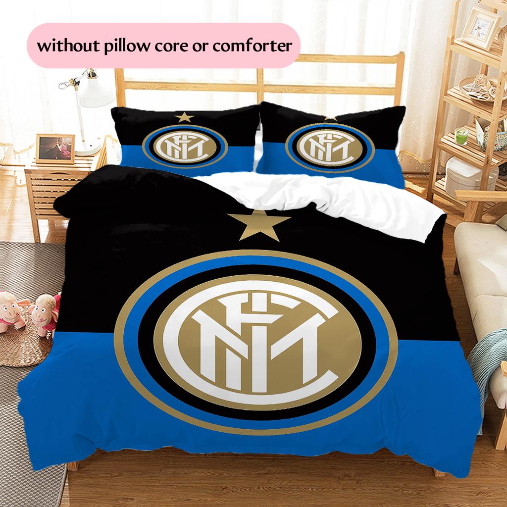 Постельное белье с узором ФК Интер Милан Декор для дома Подарок на день рождения (1 пододеяльник + 2 наволочки, без наполнителя)