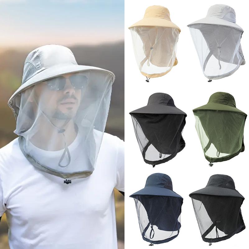 Женская и мужская шляпа от солнца, летняя шляпа-ведро для рыбалки с сеткой, для улицы, для работы, с широкими полями, для садоводства, доступно несколько вариантов