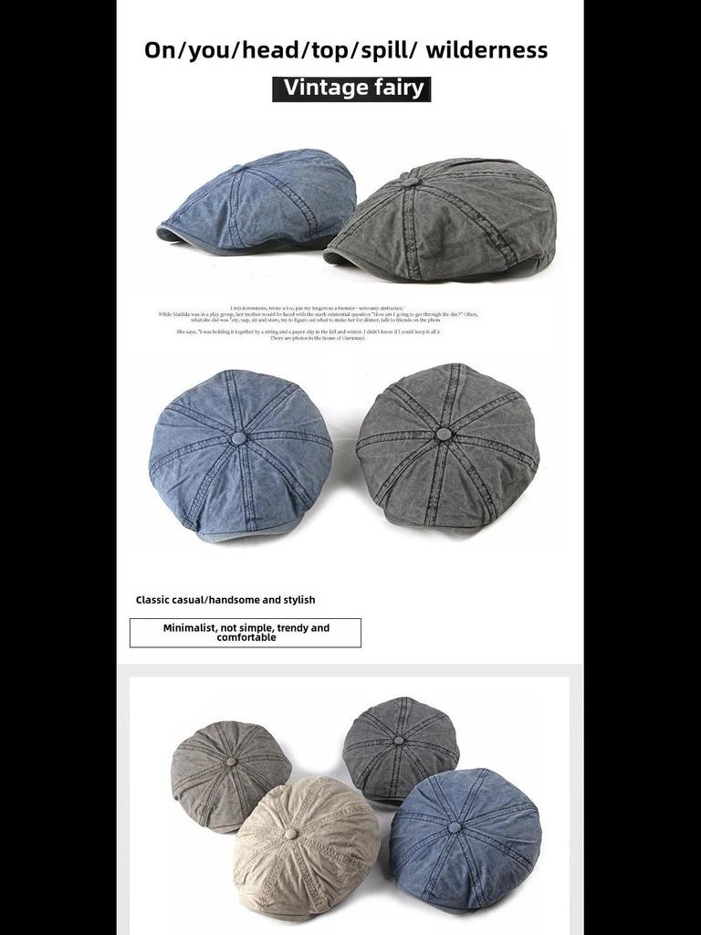 Унисекс винтажная хлопковая кепка-уточка: Весна, осень и зима Ретро однотонный берет