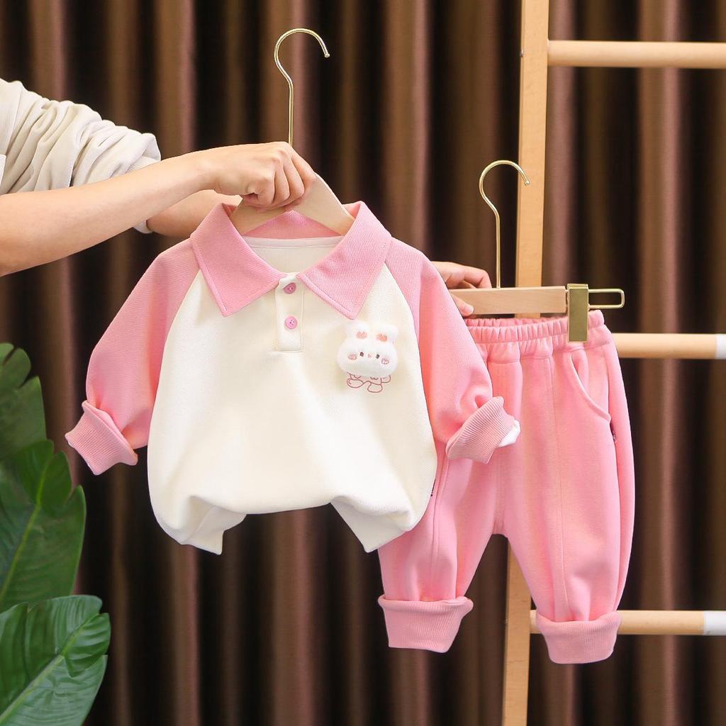 Spring 2025 Fashion: Girls' Sporty Two-Piece Sweatshirt Set