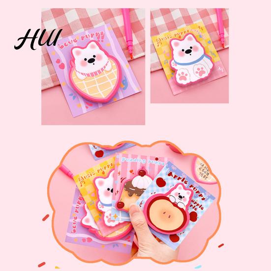 Cute Dog Shaped Notepads 4Pcs Cartoon Shape Note Pads Set Self-Adhesive Memo Eco-friendly Reusable Notes for Students Office Removable Reminders