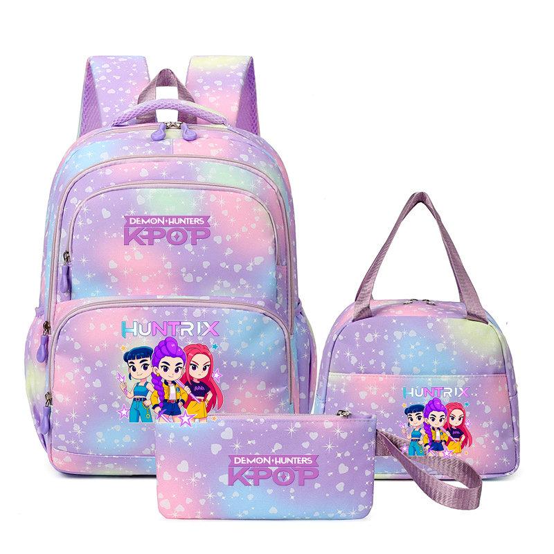 3Pcs/Sets Mochila Backpack Colorful Schoolbag Pencil Case Lunch Bag for Students School Bags Pen Bags
