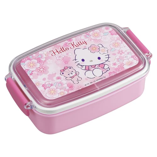 OSK Ланч-бокс Hello Kitty Sakura с разделителями, 500 мл, Сделано в Японии, Можно мыть в посудомоечной машине и использовать в микроволновой печи, Включает уплотнитель, Стильный и милый, Идеально подходит для Ки