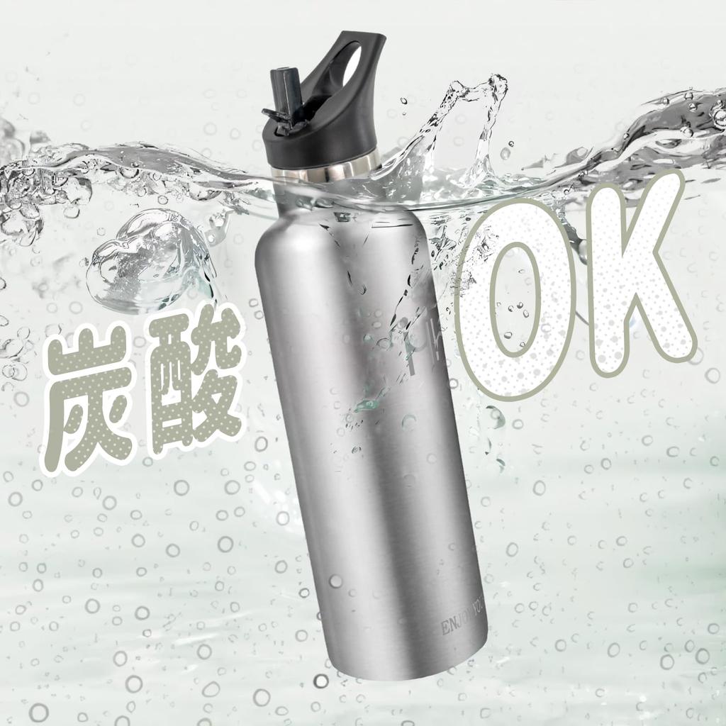 BOONSHAK 1 Liter Water Bottle, Carbonated and Sports Drink Compatible, Keeps Drinks Cold, Carbonated, Lightweight, Easy to Clean, Stainless Steel,