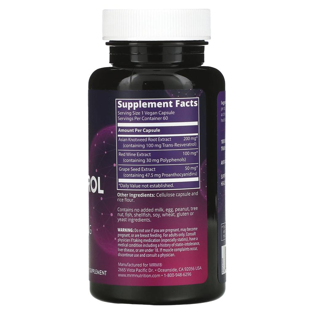 MRM Nutrition Питание, Ресвератрол, 60 растительных капсул