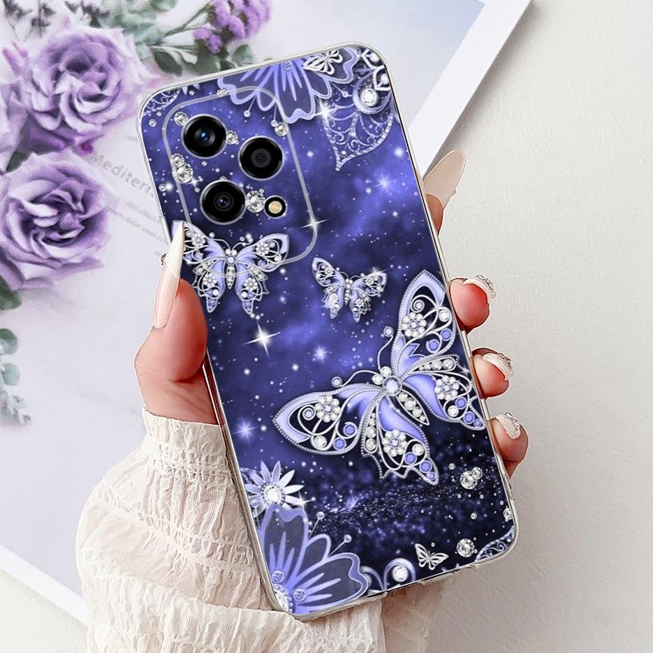 For Honor 200 Lite Case Cute Love Heart Butterfly Painted Cover Clear Silicone Phone Case For Honor 200 Lite 200Lite Soft Fundas