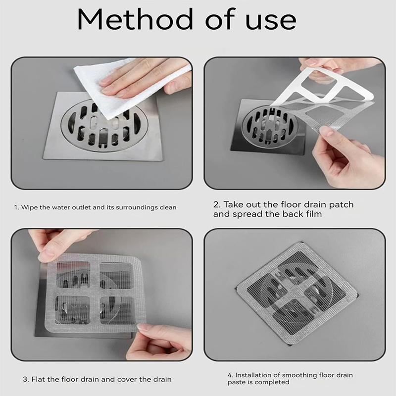 10 шт. одноразовая сетка для сливного фильтра в полу, сетка для канализационного фильтра, ванная комната, душевая комната, наклейка для профилактики и блокировки волос в полу
