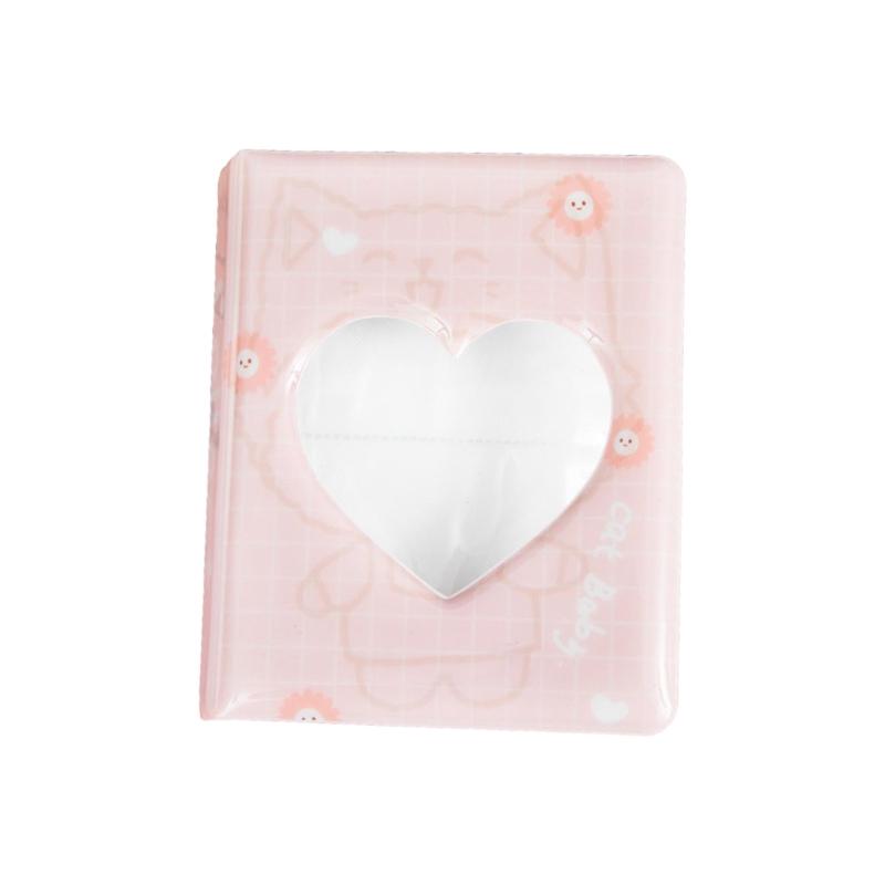 Фотоальбом Cartoon Bear 3'' 64 кармана Love Heart Hollow Kpop Card Binder Держатель для фотокарточек Карманы для удостоверений личности Подарочная книга с именами