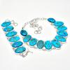 Natural Blue Copper Turquoise Gemstone Handmade 925 Sterling Silver Jewelry Neclace Bracelet Set, Antique Jewelry Set, Birthday Gift
