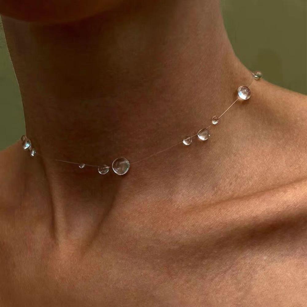 Crystal Dewdrop Earrings Transparent Dew Rain Earrings Dewdrop Necklace Wedding Party