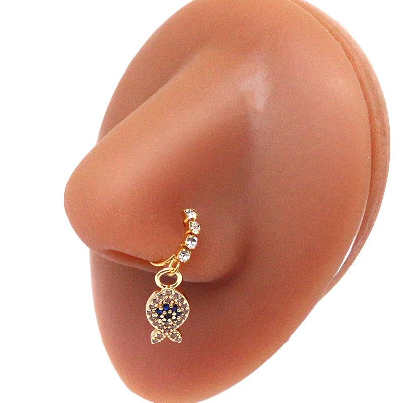 Gaby Cat Head Nose Stud with Butterfly, Five-Star, and Crown Designs - Piercing Jewelry