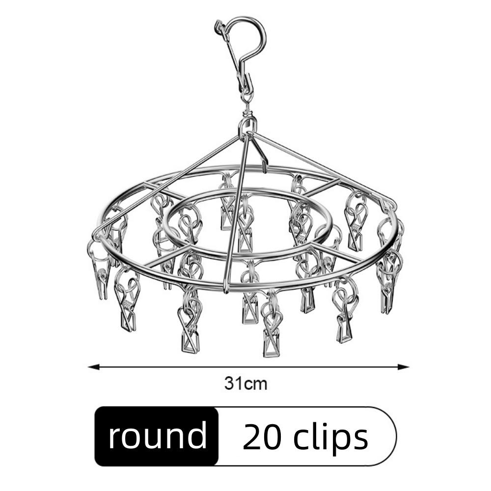 Stainless Steel Laundry Drying Rack With Multiple Clips For Socks Underwear Home Dorm And Outdoor Use Not easy to fall off