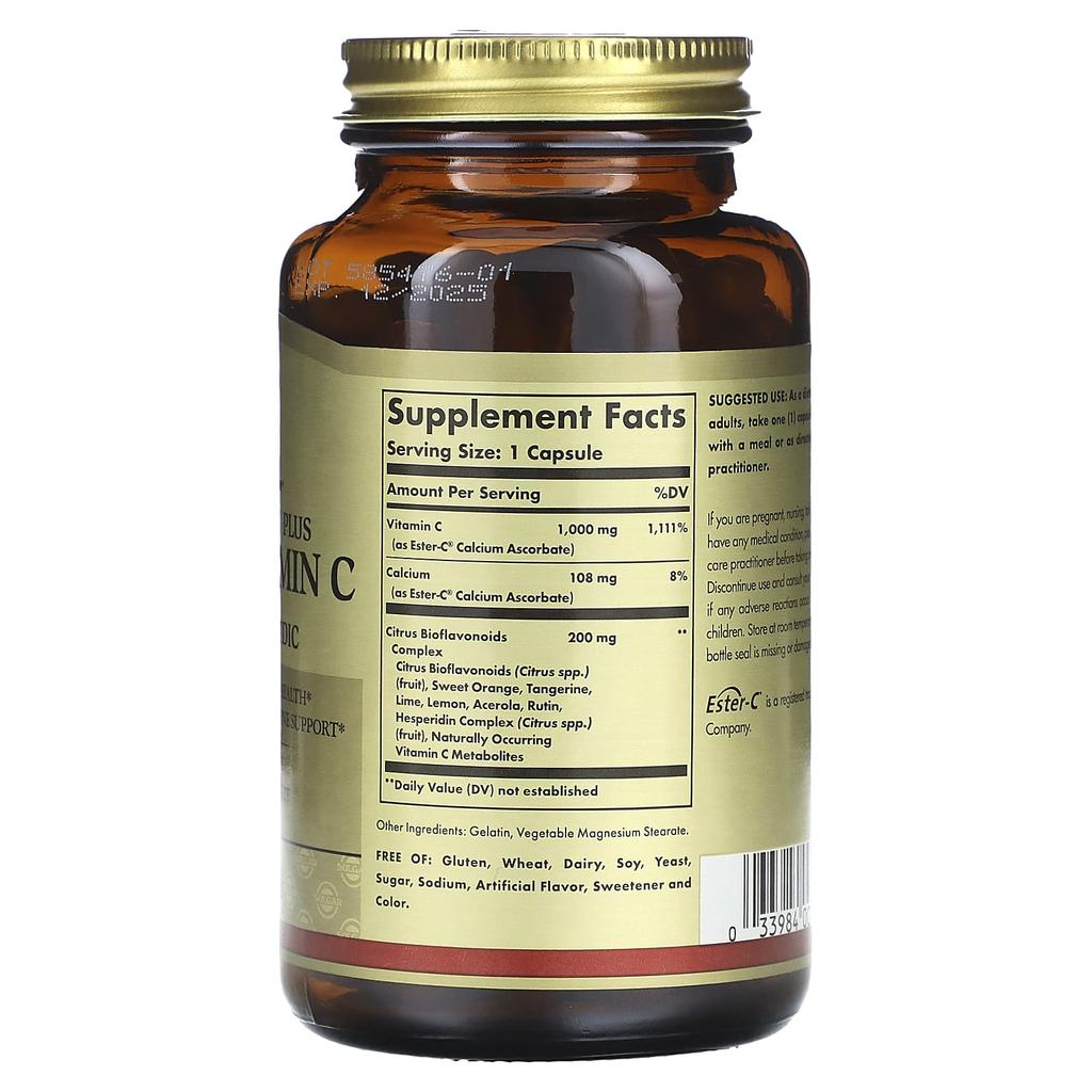 Solgar Ester-C Plus, Vitamin C, 1,000 Mg, 100 Capsules