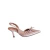 Fairy Wind Bow Pointed Wrinkled Sandals Female 2025 New Fashion Temperament with Skirt High Heels Single Shoes