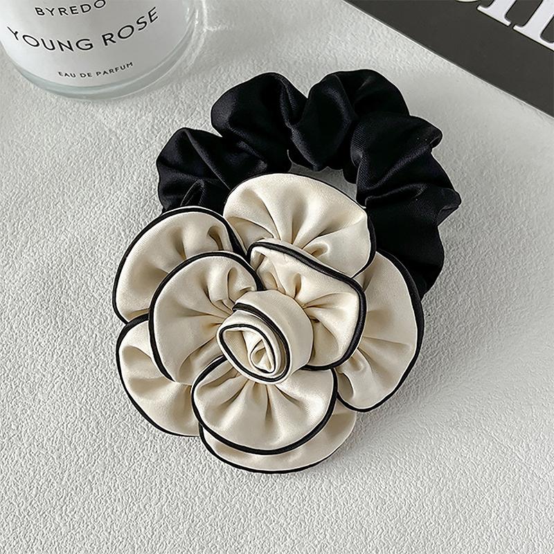 Корейский стиль Большие заколки-резинки для волос с камелией Модная универсальная цветочная эластичная резинка для волос для женщин и девочек Аксессуары для волос