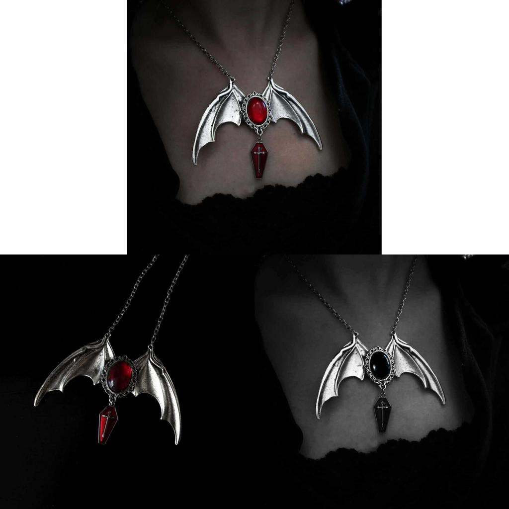 Gothic Bat Pendant Necklace For Women With Titanium Steel Chain And Vintage Style