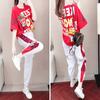Спортивный костюм для женщин, летний, свободный, корейский стиль, повседневный, спортивная одежда, модные узкие брюки, комплект из двух предметов для студентов