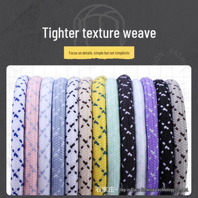 Black & White Diagonal Dot Thick Round Shoe Laces for Hiking/Running