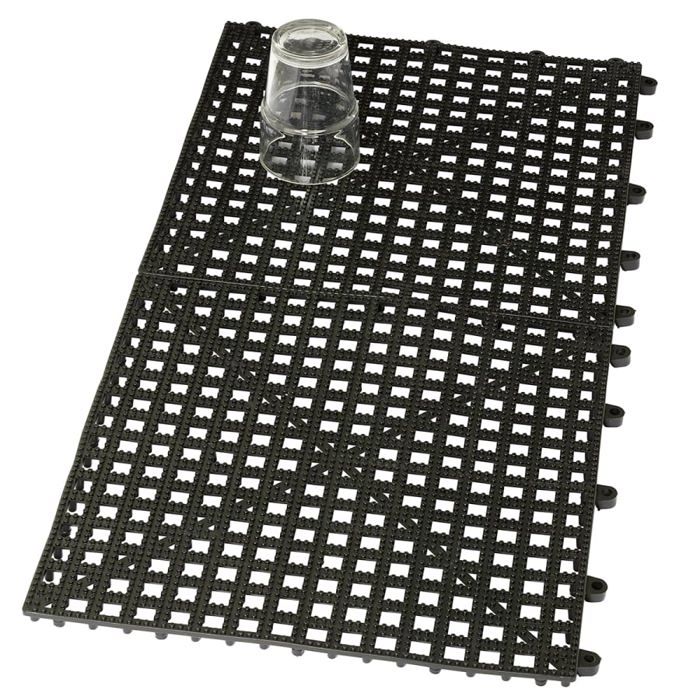 Heavy-duty Rubber Drainage Mat - 31.5 X 31.5 Cm Interlocking, Black - Pack of 2
