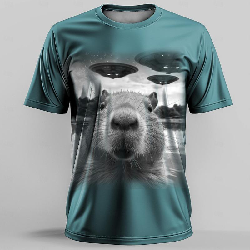 Мужская футболка с 3D принтом животных и мышей, летняя модная повседневная мужская рубашка для занятий спортом на открытом воздухе, для фитнеса, с круглым вырезом и короткими рукавами, одежда