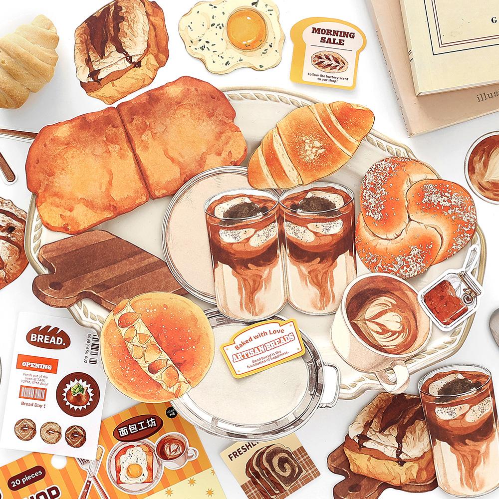 20 Pcs Fresh Store Fifth Series Food and Coffee Material Pack DIY Scrapbook Handbook Aesthetic Stationery Supplies
