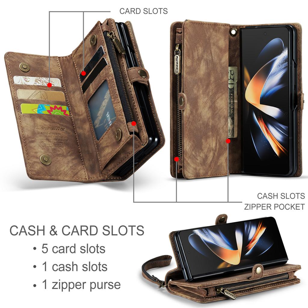 Anti-Shock Leather Cell Phone Case for Samsung Galaxy Z Fold 4 Fold5 Fold4 Fold 5 Zfold4 Zfold5 Full Body Card Slot Cover