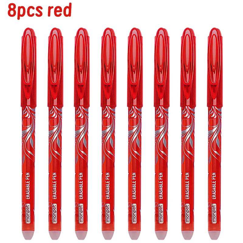 8 Pcs 0.5mm Erasable Pen Refill Set 8 Color Ink Gel Pen Rod Washable Handle School&Office Writing Stationery Gel Ink Pen