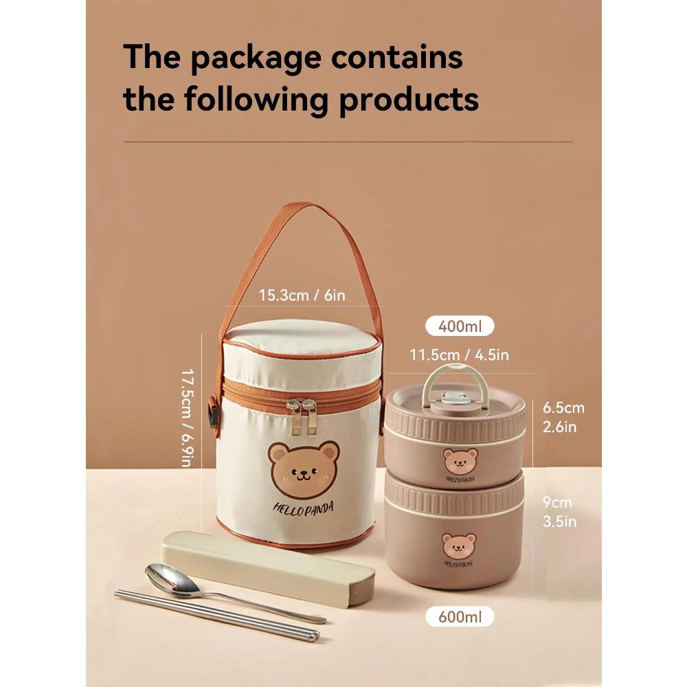 WORTHBUY Portable Lunch Box Set With Insulated Bag 18/8 Stainless Steel Thermal Food Container For Students  Aldults