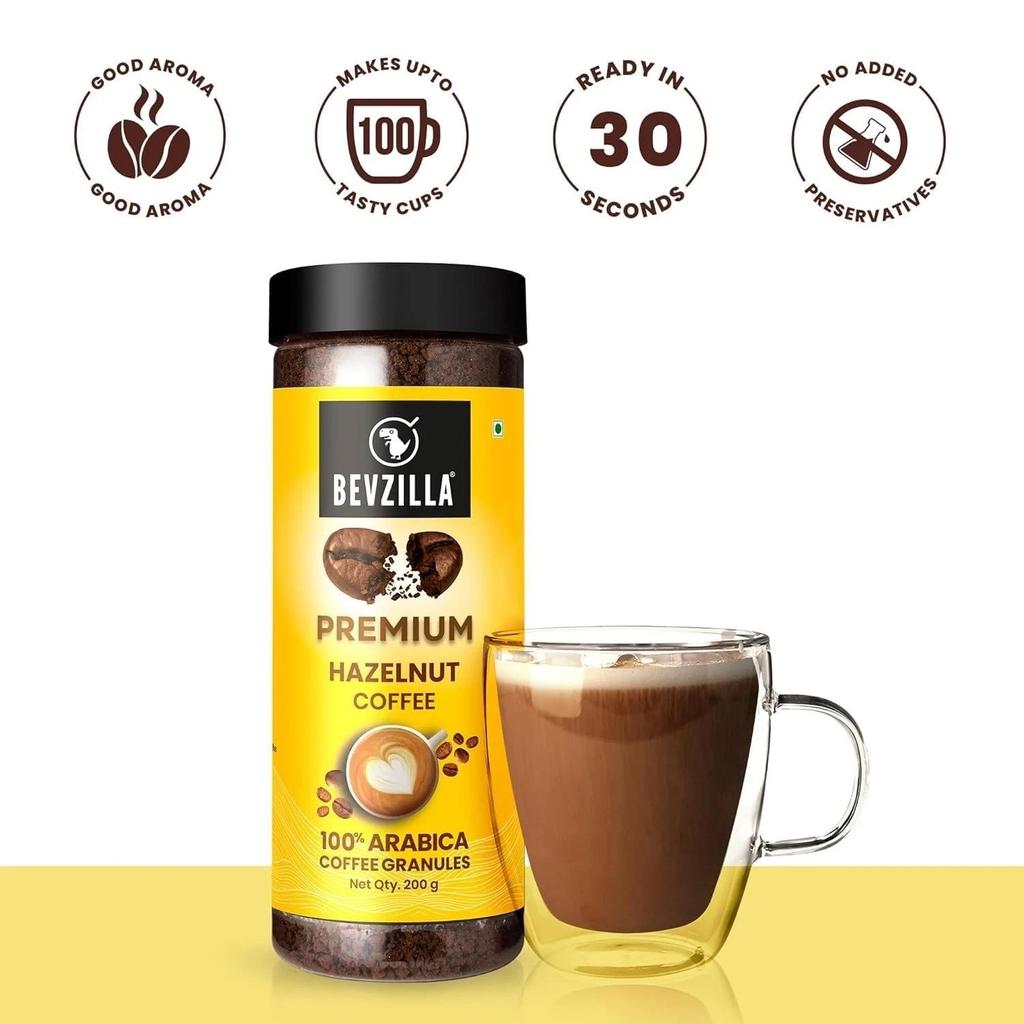 Bevzilla 200g Hazelnut & 200g Butterscotch Flavoured Instant Coffee Powder | Per