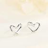 Huitan Minimalist Heart Shaped Stud Earrings for Women Glossy Neat Fresh Teens Ear Accessories Charms Daily Wear Party Jewelry