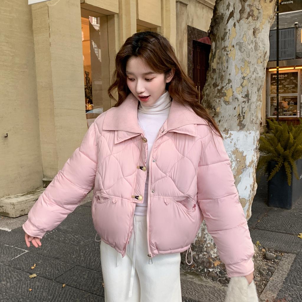 Зимняя Новинка Вязаный Воротник С Вставками Хлопковая Одежда Женская Корейская Версия Свободная и Универсальная Модная Теплая Хлопковая Одежда