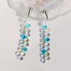 Дизайн ступенчатые линии капли воды длинные серьги легкие роскошные темпераментные аквамариновые стеклянные бусины серьги женские 369