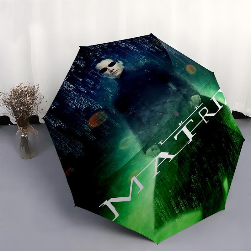 1pc Matrix Code Neon Lights Umbrella with Plastic Handle,Suitable for All Seasons Travel Outdoor Multi-functional UmbrellaDCS254