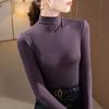 Semi-turtleneck Bottoming Shirt Women's New Women's Clothing Modal Long-sleeved T-shirt Warm Inside with Fleece Thickened Top
