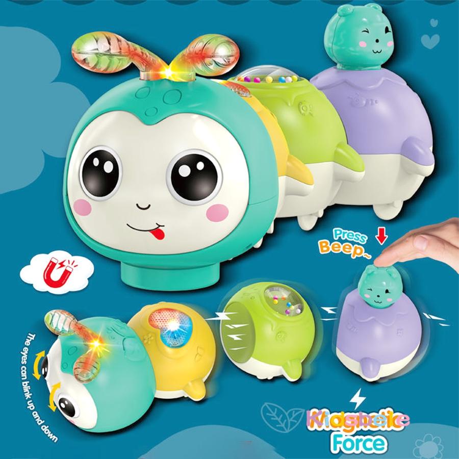 Montessori Electric Sensory Crawling Caterpillar Toys Christmas Gift For Toddler With Music And Light 1-3 Years Tummy Time Toy