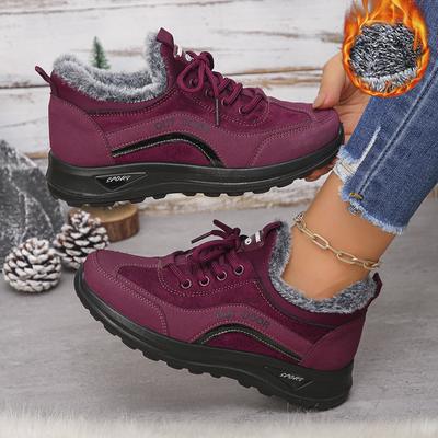 Женские хлопковые ботинки Теплые Удобные Снежные ботинки Женские Тупой носок Плоская подошва Обувь Утолщенная подкладка из пуха Повседневная спортивная обувь