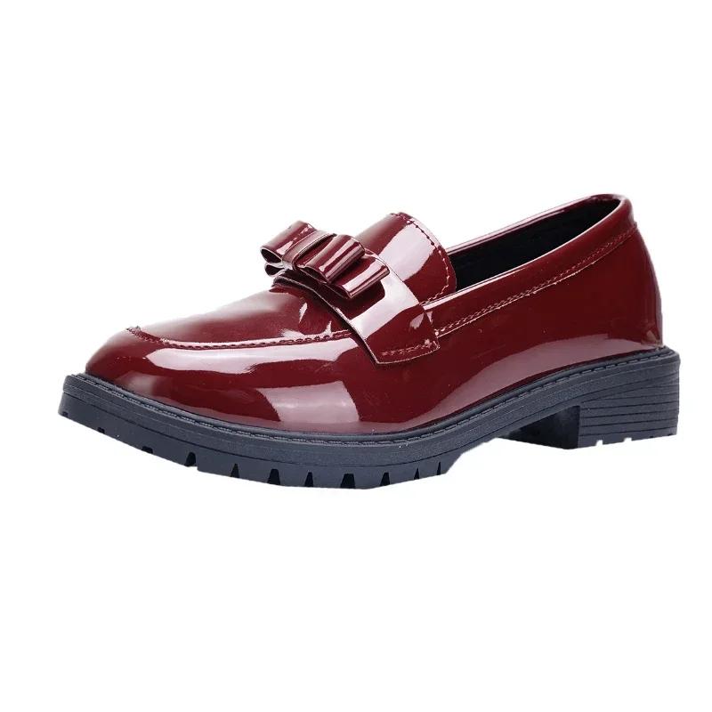 2024 Горячая Распродажа Туфли для женщин Осенние туфли-лодочки женские с круглым носком Твердые туфли-бабочки на толстом каблуке Офисные профессиональные туфли-лодочки