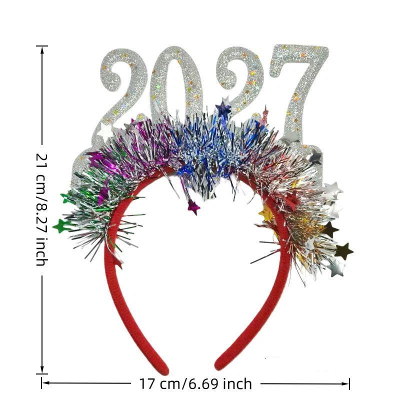 Светящаяся Рождественская повязка на голову 2027 Милый блестящий обруч для волос Новогодний костюм Вечеринка Аксессуар для женщин Девушек Праздничный наряд